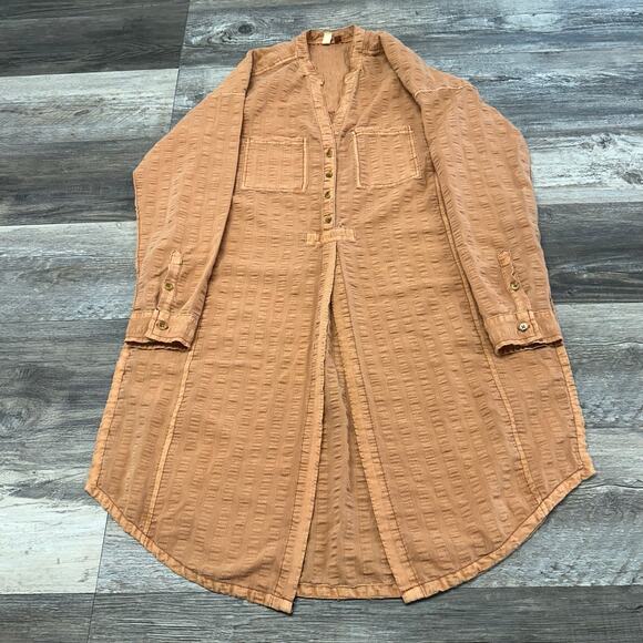 Pilcro and the Letterpress Seersucker Orange Womens XS Menagerie Boho Tunic Top - Picture 1 of 11